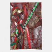 Weihnachts-Ribbons Red Green und Gold Holiday Geschirrtuch (Vertikal)