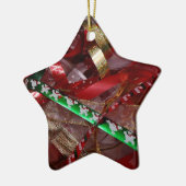Weihnachts-Ribbons Red Green und Gold Holiday Keramik Ornament (Links)