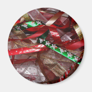 Weihnachts-Ribbons Red Green und Gold Holiday Magnet