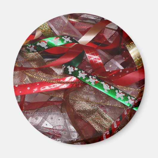 Weihnachts-Ribbons Red Green und Gold Holiday Magnet (Vorne)