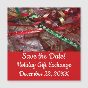 Weihnachts-Ribbons Red Green und Gold Holiday Magnetkarte