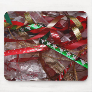 Weihnachts-Ribbons Red Green und Gold Holiday Mousepad