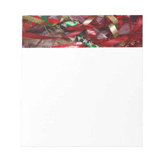 Weihnachts-Ribbons Red Green und Gold Holiday Notizblock (Vorderseite)