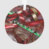 Weihnachts-Ribbons Red Green und Gold Holiday Ornament (Rückseite)
