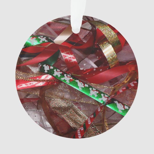 Weihnachts-Ribbons Red Green und Gold Holiday Ornament (Vorderseite)