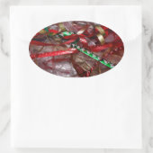 Weihnachts-Ribbons Red Green und Gold Holiday Ovaler Aufkleber (Tasche)