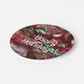 Weihnachts-Ribbons Red Green und Gold Holiday Pappteller (Schrägansicht)