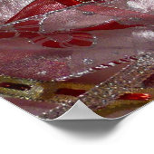 Weihnachts-Ribbons Red Green und Gold Holiday Poster (Ecke)