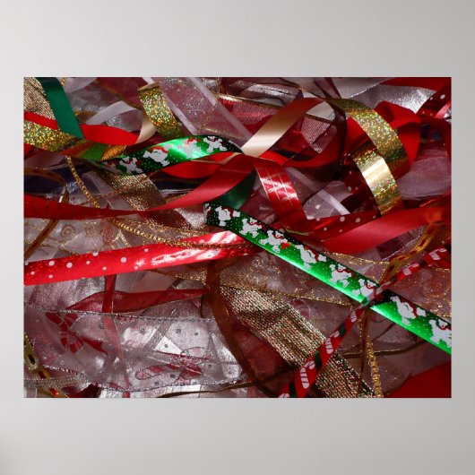 Weihnachts-Ribbons Red Green und Gold Holiday Poster (Vorne)