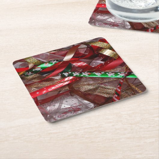 Weihnachts-Ribbons Red Green und Gold Holiday Rechteckiger Pappuntersetzer (angewinkelt)