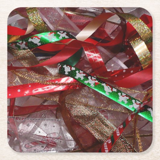 Weihnachts-Ribbons Red Green und Gold Holiday Rechteckiger Pappuntersetzer (Vorderseite)