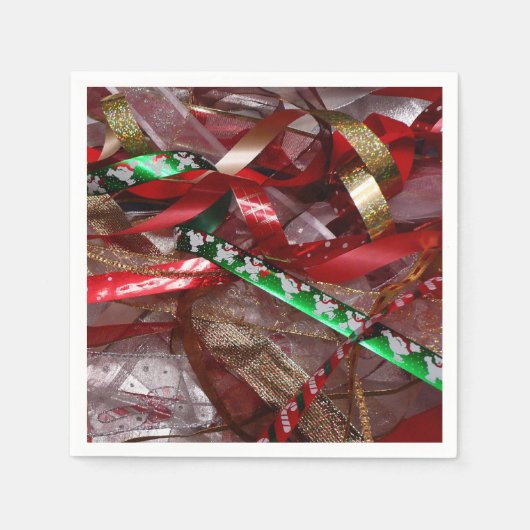 Weihnachts-Ribbons Red Green und Gold Holiday Serviette (Vorderseite)