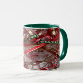 Weihnachts-Ribbons Red Green und Gold Holiday Tasse (VorderseiteRechts)