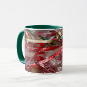 Weihnachts-Ribbons Red Green und Gold Holiday Tasse (Vorderseite Links)