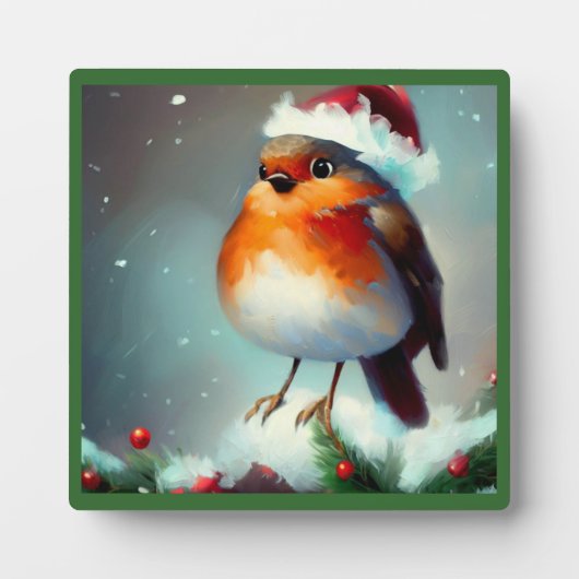 Weihnachts-Robin 1 Fotoplatte (Vorderseite)