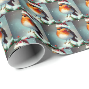Weihnachts-Robin 1 Geschenkpapier