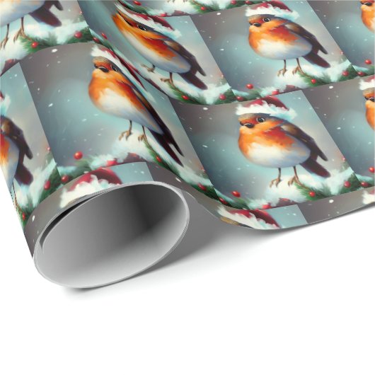 Weihnachts-Robin 1 Geschenkpapier (Rolleneckpunkt)