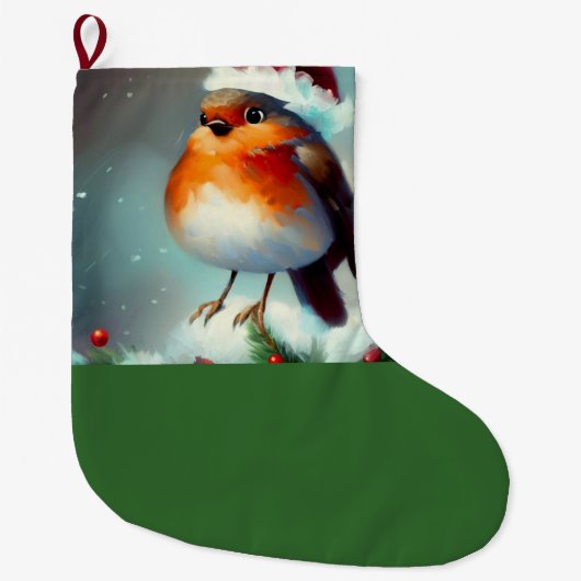 Weihnachts-Robin 1 Großer Weihnachtsstrumpf (Vorderseite)