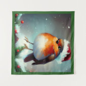 Weihnachts-Robin 1 Wandteppich (Vorderseite (Horizontal))