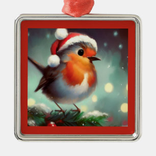 Weihnachts-Robin 2 Ornament Aus Metall