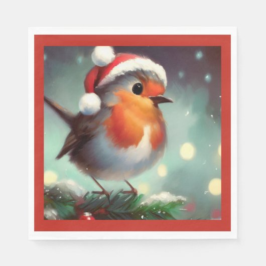 Weihnachts-Robin 2 Serviette (Vorderseite)