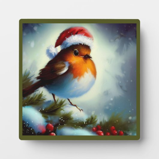 Weihnachts-Robin 3 Fotoplatte (Vorderseite)