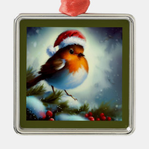 Weihnachts-Robin 3 Ornament Aus Metall