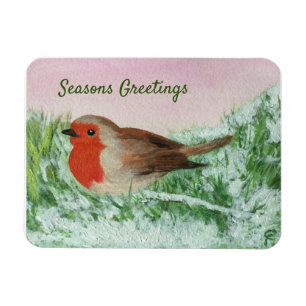 Weihnachts-Robin-Handgemälde Magnet