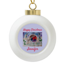 Weihnachts Robin Keramik Ball Ornament