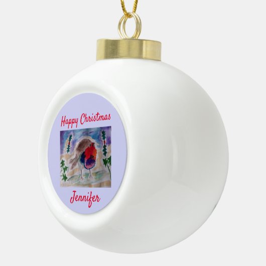 Weihnachts Robin Keramik Ball Ornament (Rechts)