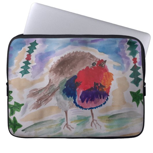 Weihnachts Robin Laptop Sleeve (Vorderseite)