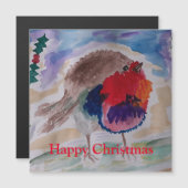 Weihnachts Robin Magnetic Weihnachtskarte Magnetkarte (Vorne/Hinten)