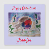 Weihnachts Robin Personalisiert Magnet Weihnachtsk (Vorderseite)
