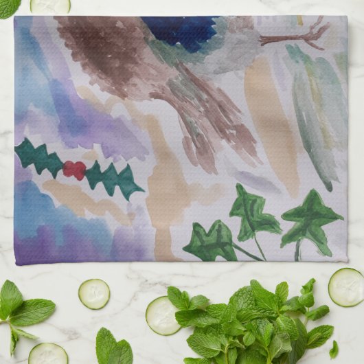 Weihnachts Robin Tea Handtuch (Gefaltet)