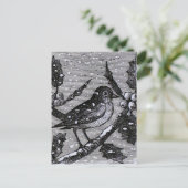 Weihnachts-Robin-Vintag-Gravur Feiertagspostkarte (Stehend Vorderseite)