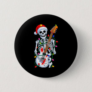 Weihnachts-Rocker-Skelett-Weihnachtsmann-Fels-Hand Button