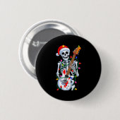 Weihnachts-Rocker-Skelett-Weihnachtsmann-Fels-Hand Button (Vorne & Hinten)