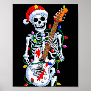 Weihnachts-Rocker-Skelett-Weihnachtsmann-Rock-Hand Poster