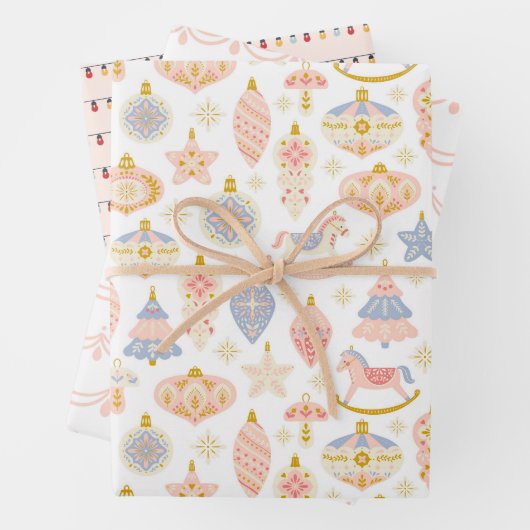 Weihnachts Rocking Horse Bauble Light Pattern Geschenkpapier Set (Beispiel)