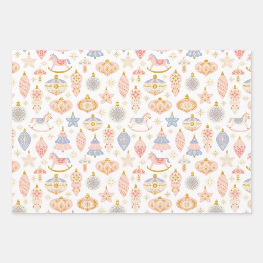 Weihnachts Rocking Horse Bauble Light Pattern Geschenkpapier Set (Vorderseite)