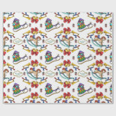 Weihnachts Rocking Horse Personalisiertes Muster Geschenkpapier (Flach)