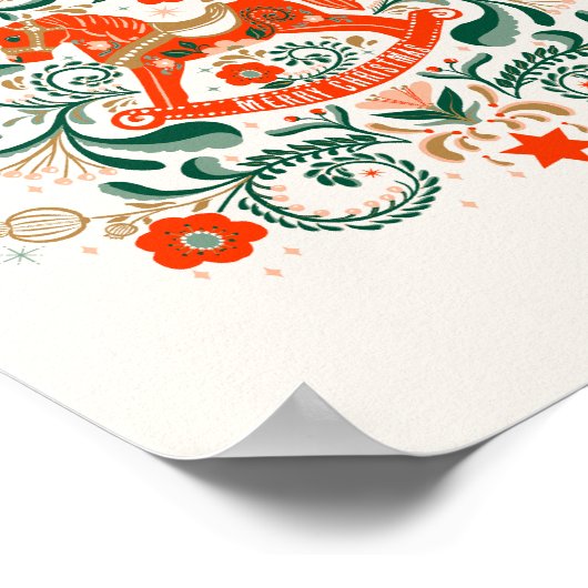 Weihnachts-Rocking-Pferdebild Poster (Ecke)