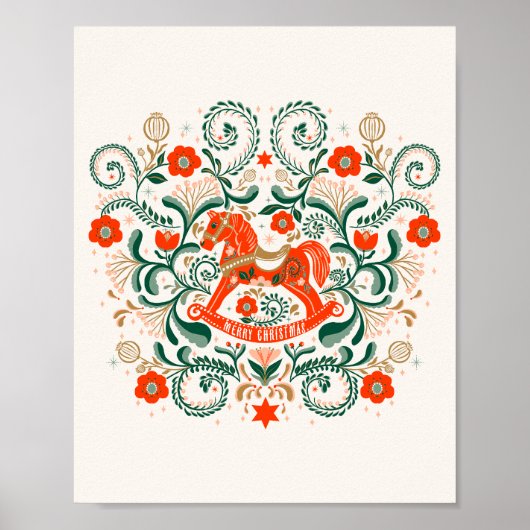 Weihnachts-Rocking-Pferdebild Poster (Vorne)