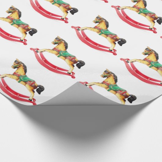 Weihnachts-Rockpferd Geschenkpapier (Ecke)