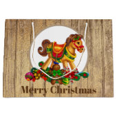 Weihnachts-Rockpferd hinzufügen Nachrichtentasche Große Geschenktüte (Vorderseite)