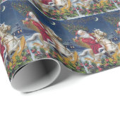 Weihnachts-Rockpferd Santa gekachelt Geschenkpapier (Rolleneckpunkt)