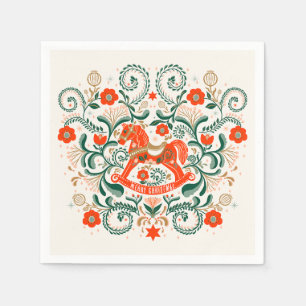 Weihnachts-Rockpferde Illustration Poste Serviette