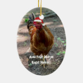 Weihnachts-Rooster Custom Message Ornament (Hinten)