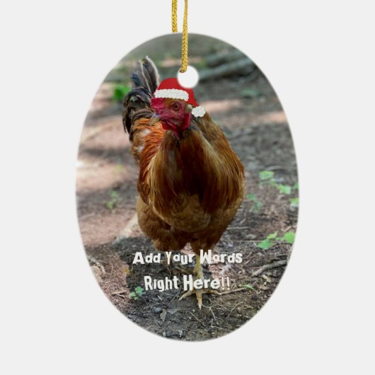 Weihnachts-Rooster Custom Message Ornament (Hinten)