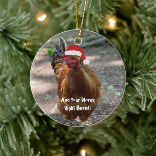 Weihnachts-Rooster Custom Message Ornament (Baum)